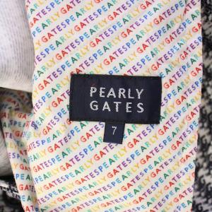 PEARLY GATES ゴルフウェア テーパードパンツ スラックス ジップフライ ストレッチ ロゴ 総柄 7 白 ホワイト 紺