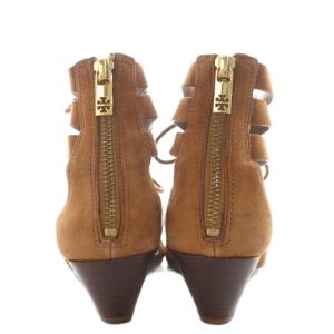 TORY BURCH グラディエーターサンダル レースアップ ウェッジソール スエード 7 茶 ブラウン 32108677 /AN11