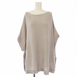 24SS コットンギマポンチョプルオーバー ニット セーター 五分袖 ベージュ 24080900708120