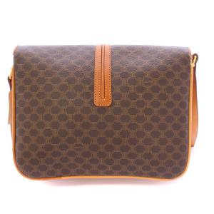 CELINE ショルダーバッグ PVCレザー 切替 マカダム ターンロック式 ブラウン