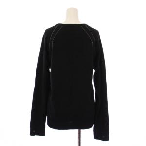 BURBERRY BLACK LABEL ニット セーター 長袖 Vネック ロゴ 刺繍 ストレッチ 薄手 2 黒 ブラック /BB