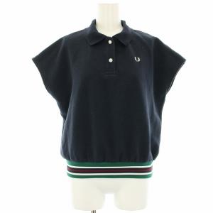 ポロシャツ カットソー フレンチスリーブ ゴルフウェア 裾リブデザイン 8 紺 ネイビー F5336 /HN