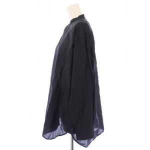 IENA 23SS コットンシルクオフィサーズシャツ ブラウス 長袖 バンドカラー 無地 F 紺 ネイビー 23050900859030