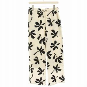 21SS アートプリントイージーパンツ ワイドパンツ 花柄 40 白 ホワイト 黒 ブラック 21030900202120