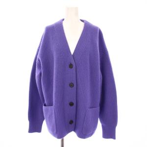 22AW AQUA畦ボックスシルエットカーディガン 長袖 Vネック ウール カシミヤ F 紫 22080900729030