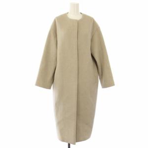 20AW ラムウールノーカラーロングコート 38 ベージュ 20020900520030 /TK