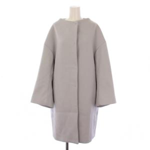 ノーカラーコート ロング ウール 36 水色 17-020-240-5040-3-0 /BM