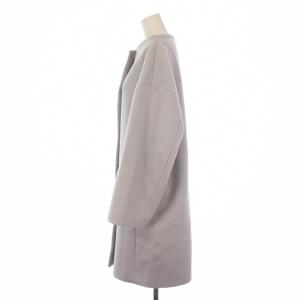 NOBLE ノーカラーコート ロング ウール 36 水色 17-020-240-5040-3-0 /BM