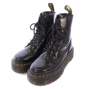 Dr.Martens JADON ショートブーツ レースアップ エナメル 厚底 タンクソール サイドファスナー UK3 黒 ブラック