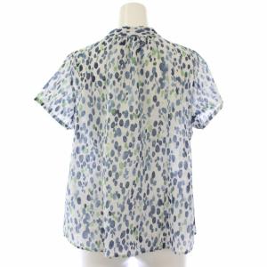 Pal'las Palace ブラウス バンドカラー 半袖 総柄 2 白 紺 PFSH-1502B /TK