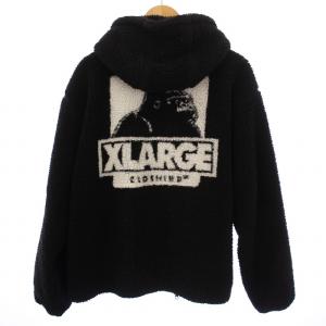 X-LARGE Boa Fleece Zip Up JKT パーカー フリースジャケット ジップアップ ロゴ刺繍 M 黒