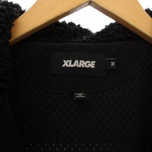 X-LARGE Boa Fleece Zip Up JKT パーカー フリースジャケット ジップアップ ロゴ刺繍 M 黒