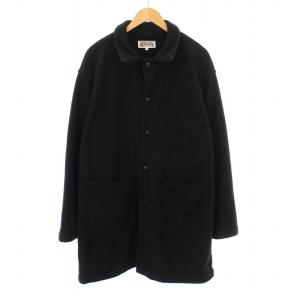 WORKADAY フリースジャケット ステンカラー アウター ミドル丈 ストレッチ S 黒 ブラック /BB