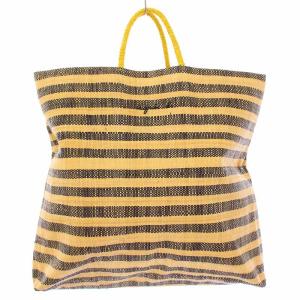 ラフィアトートバッグ ハンドバッグ スクエア ボーダー柄 ベージュ 黒 ブラック MX02-03 /BB