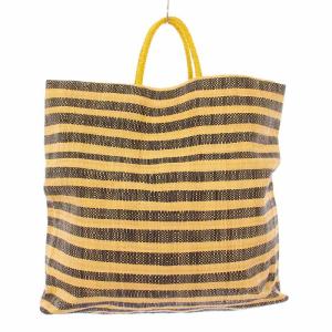 agnes b. ラフィアトートバッグ ハンドバッグ スクエア ボーダー柄 ベージュ 黒 ブラック MX02-03 /BB