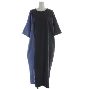ワンピース マキシ ロング 半袖 M グレー 青 ブルー ZU91JH080 /RO