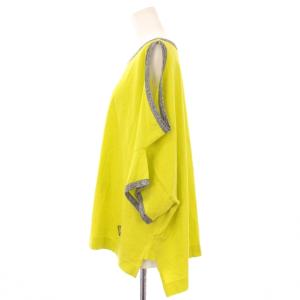 ANGLOMANIA Vivienne Westwood 変形カットソー 半袖 クルーネック 無地 アシンメトリー 38 黄緑
