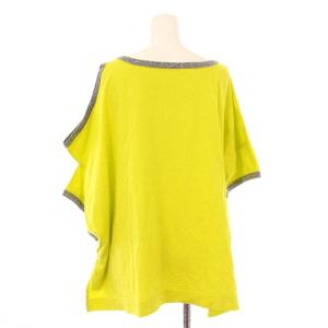 ANGLOMANIA Vivienne Westwood 変形カットソー 半袖 クルーネック 無地 アシンメトリー 38 黄緑