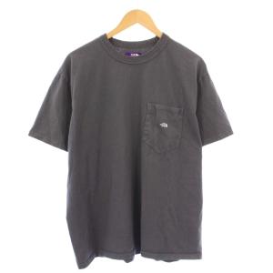 7OZ ポケットTシャツ 半袖 クルーネック ストレッチ ロゴ 刺繍 ワンポイント M チャコールグレー