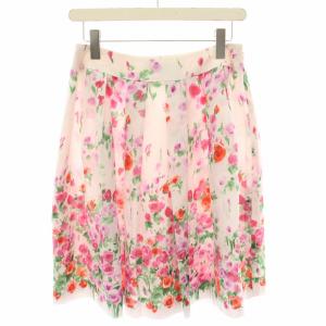 スカート ひざ丈 フレア 花柄 40 ピンク 赤 レッド FS-227103 /YT