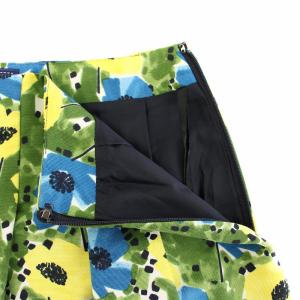 M'S GRACY スカート ひざ丈 フレア 花柄 ボーダー柄 チュール 40 青 ブルー 緑 グリーン 黄 イエロー EA-427124