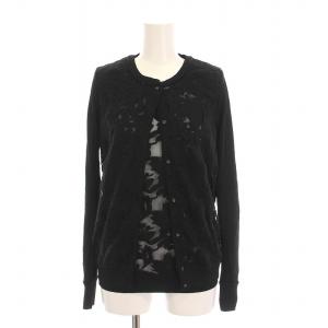 アンサンブル ニット レース 刺繍 カーディガン ノースリーブ カットソー F 黒 3902343 /YM