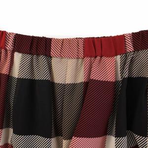 BLUE LABEL CRESTBRIDGE ワイドパンツ イージー ウエストゴム チェック柄 38 赤 レッド ベージュ /BB