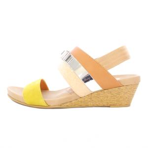 LANVIN en Bleu バックストラップウェッジサンダル ラウンドトゥ エスパドリーユ スエード 切替 リボン 24cm ベージュ