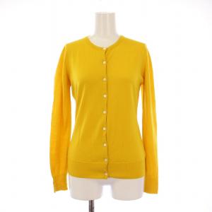 ニット カーディガン 長袖 クルーネック ウール S 黄 /BM