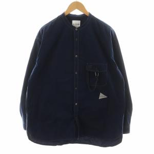 シャツ 長袖 バンドカラー ロゴ コットン 4 紺 ネイビー AW93-FT042 /AN28