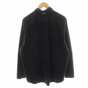 and wander fleece base shirt シャツ 長袖 スナップボタン ロゴ フリース切替 4 黒 ブラック