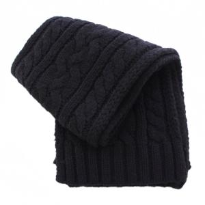 POLO RALPH LAUREN マフラー ニット 編み込み ストレッチ ベア 刺繍 ウール混 黒 ブラック /BB