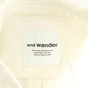 and wander コーデュラタイプライターロングスリーブシャツ パッカリング 長袖 胸ポケット ロゴ 3 白 ホワイト AW91-FT072