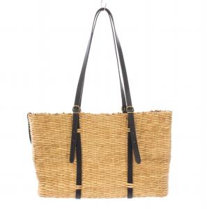 かごバッグ カゴバッグ トートバッグ ハンドバッグ レザー 切替 編み込み バイカラー ベージュ 黒 ブラック