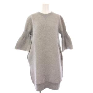 ワンピース ひざ丈 スウェット 七分袖 クルーネック ストレッチ 2 グレー /BB