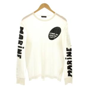 Tシャツ カットソー 長袖 クルーネック ロゴ プリント 白 ホワイト /KU