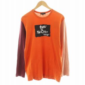 Tシャツ カットソー 長袖 ロゴ プリント M オレンジ 紫 パープル PB-T037 /AN38