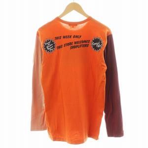 COMME des GARCONS HOMME PLUS Tシャツ カットソー 長袖 ロゴ プリント M オレンジ 紫 パープル PB-T037 /AN38