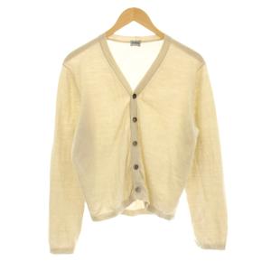 ニットカーディガン 長袖 Vネック ウール 44 ベージュ M220308 /KU