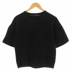 サマーニット カットソー 半袖 クルーネック コットン 48 黒 ブラック KRJMLM0013 /KU