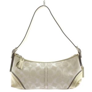 シグネチャー ハンドバッグ ワンショルダーバッグ レザー キャンバス ゴールド色 白 ホワイト 3603