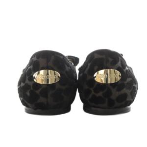 JIMMY CHOO パンプス ポインテッドトゥ リボン アニマル柄 ベロア 34.5 黒 ブラック /AN15