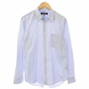 シャツ ストライプ 長袖 白 青 DD-B036 /TK