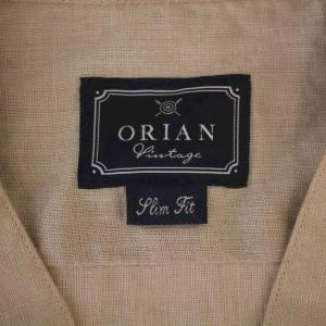 ORIAN Slim Fit シャツ 長袖 スキッパーネック リネン L ベージュ /BM