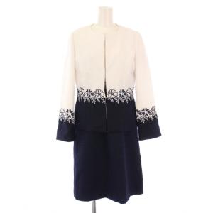 セットアップ ノーカラージャケット アウター フレアワンピース ひざ丈 半袖 クルーネック 花柄 切替