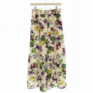 Lois CRAYON タック ワイドパンツ 12001301 花柄 パンツ M 白 パープル /G