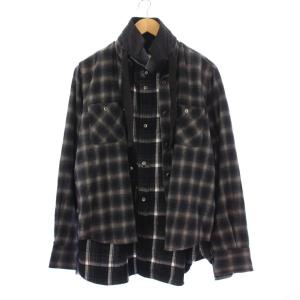 sacai 20SS レイヤードチェックシャツ 2 グレー ブラック 20-02237M