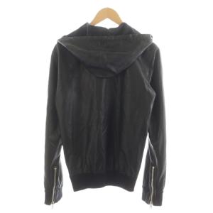 BALMAIN パーカー ジップアップ ラムレザー XS ブラック