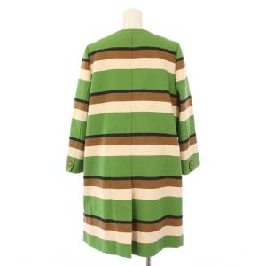 MACKINTOSH PHILOSOPHY MACKINTOSHPHILOSOPHY ノーカラーコート ロング ボーダー柄 ウール 38 緑 黒 /BM