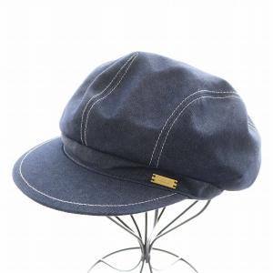 キャスケット 帽子 裏地チェック柄 57cm インディゴ 55502-512-29 /AN9